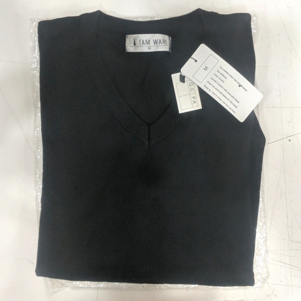 Black V-neck lightweight sweater